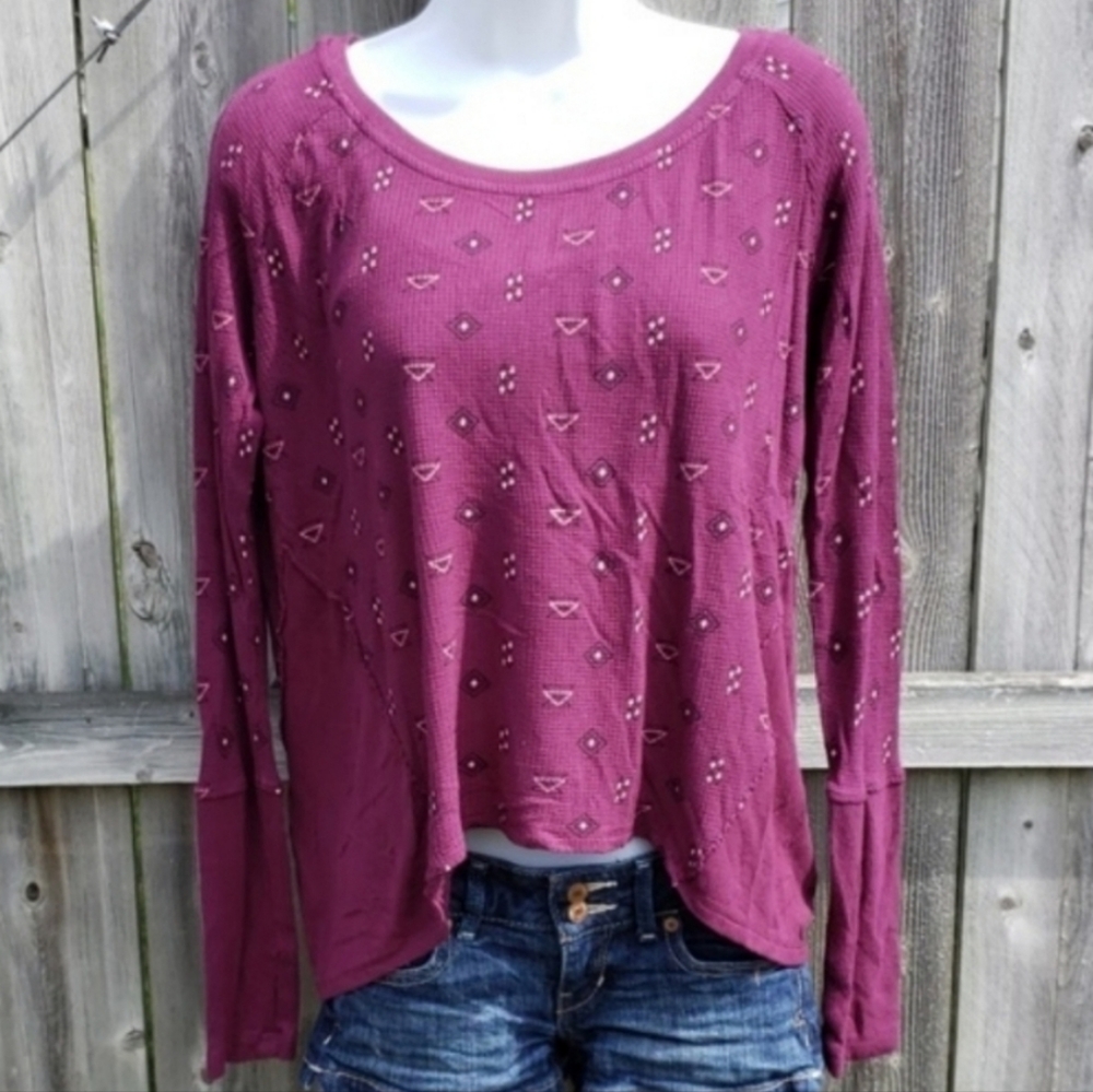Aeropostale Thermal Top Live Love Dream with Scoopneck Magenta Raspberry…